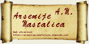 Arsenije Mastalica vizit kartica
